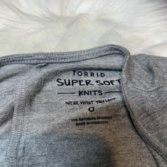 Torrid SUPER SOFT HEATHER GREY DRAPE FRONT CARDIGAN - Picture 4 of 7